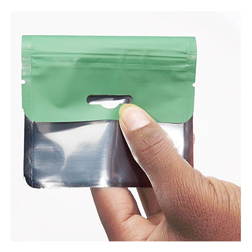 Clear green three side seal with zipper