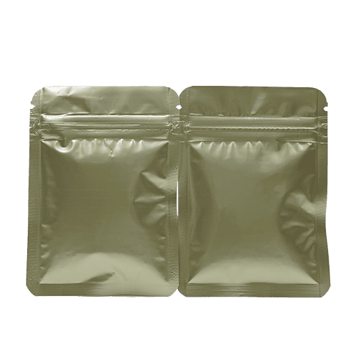 Shiny gold three side seal pouch with zipper