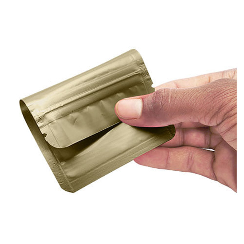 Shiny gold three side seal pouch with zipper