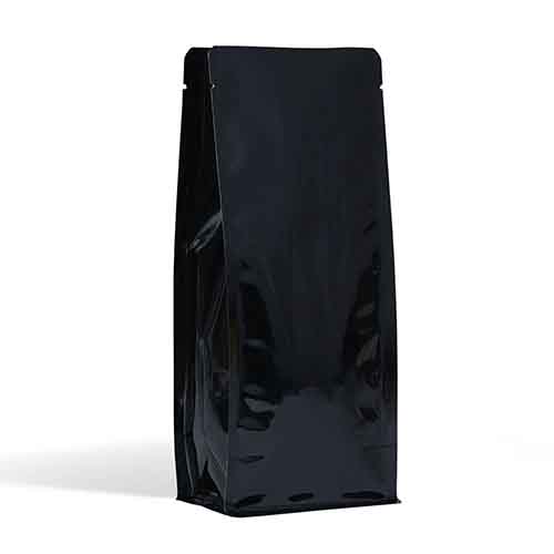 Shiny black flat bottom pouch without zipper