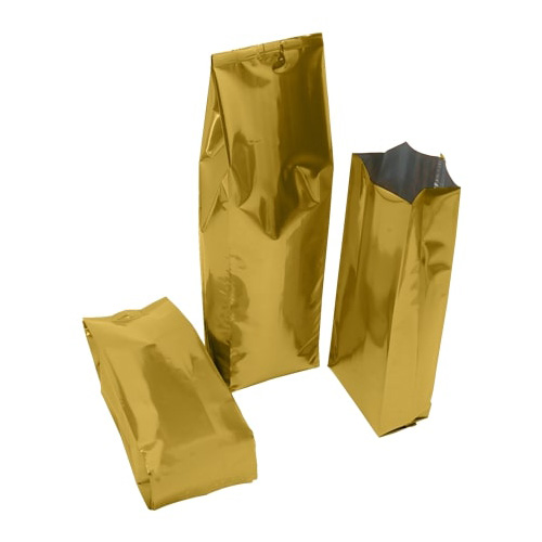 Shiny gold side gusset bags