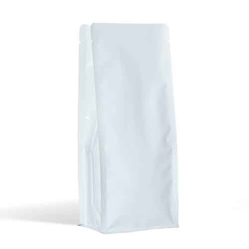 Shiny white flat bottom pouch without zipper
